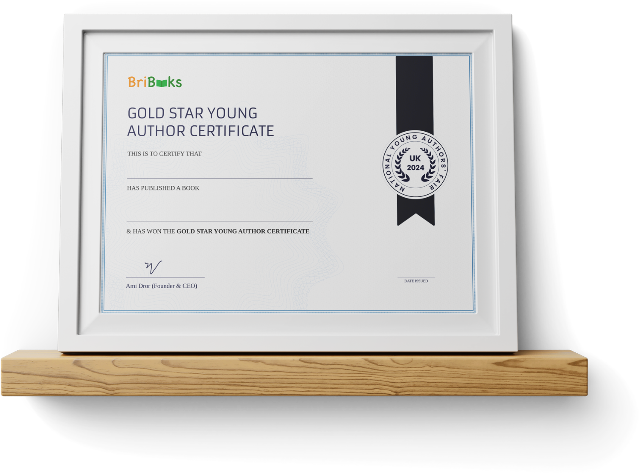 Gold Star Young Author Certificate & Gold Star Medallion