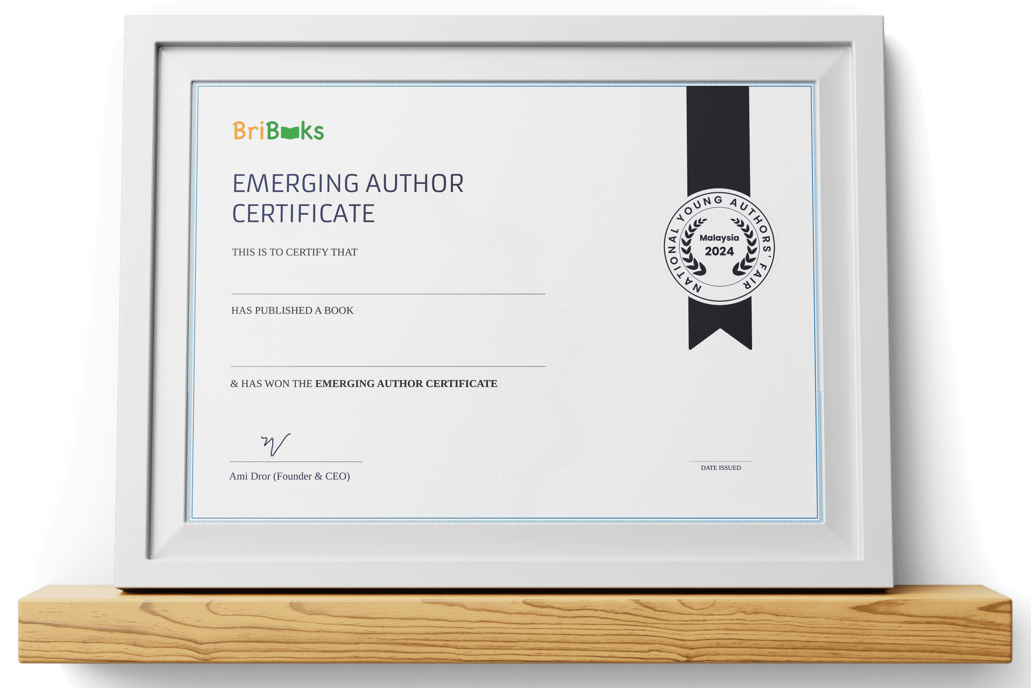 Emerging Author Certificate & Silver Star Medallion
