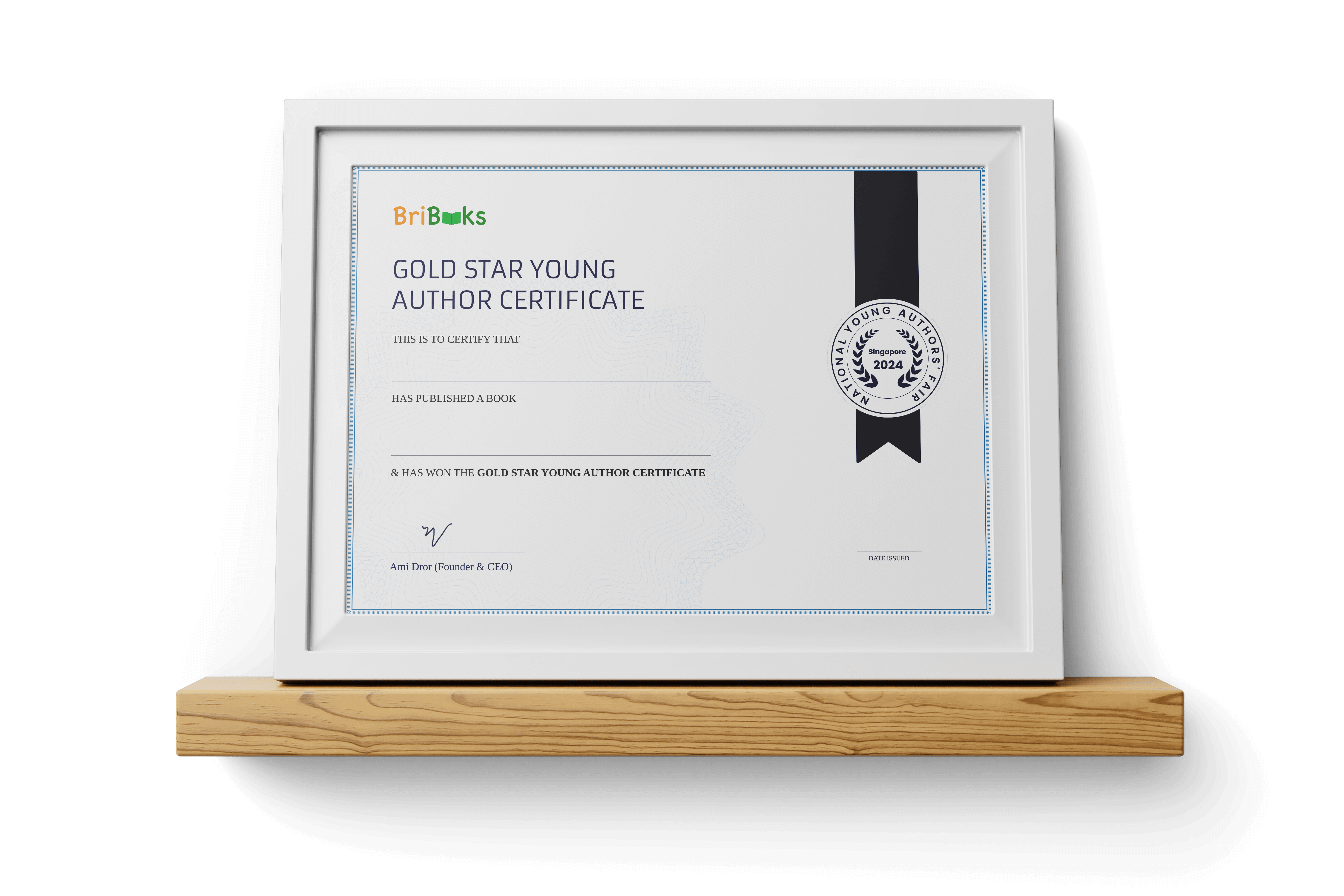Gold Star Young Author Certificate & Gold Star Medallion